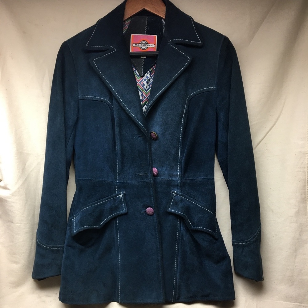[sold] Vintage Ms. Pioneer Sz 10 blue suede jacket